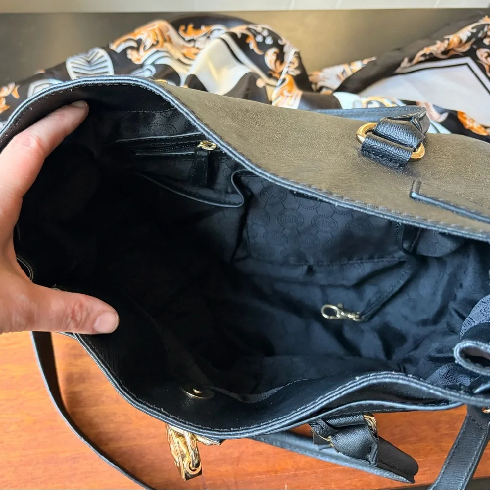 Michael Kors Large Hamilton Satchel Black Saffiano Leather Tote - Picture 7 of 9